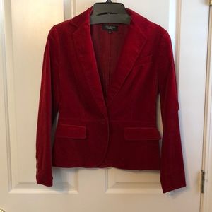 TALBOTS Red Velvet Blazer, Jacket. Tailored, Classic.  Perfect for Holidays!